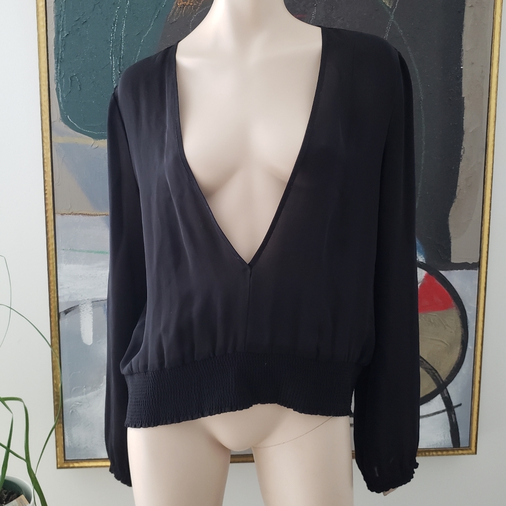A/X Armani Exchange | Silk Blouse with Smocked Details